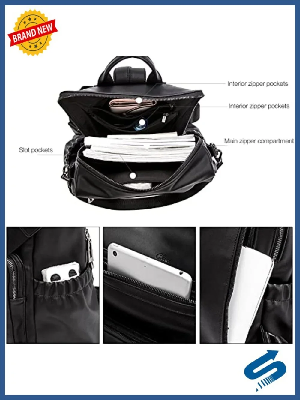 PU Leather Convertible Backpack Purse for Women Large Travel Work Bag